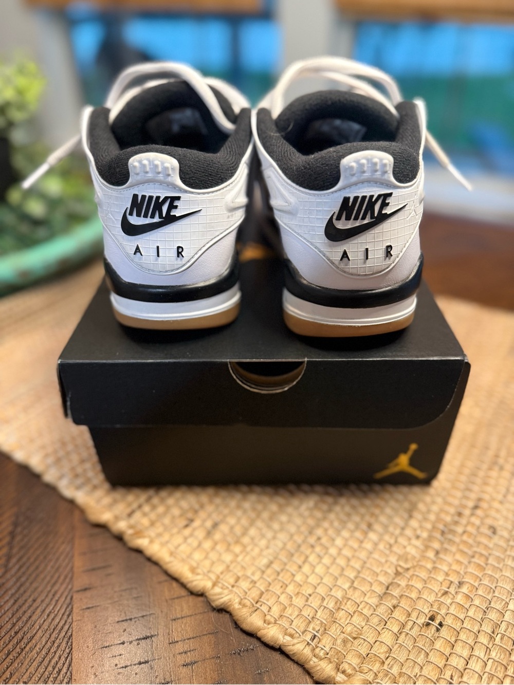 Nike Air Jordan 4 Boy’s White & Black Low-Top Sneakers - Picture 5 of 10